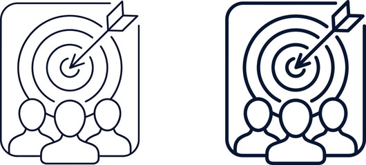 A graphic illustration of two target icons with people and arrows © KRISNA4132