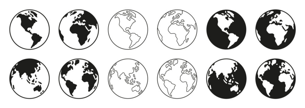 Minimal planet earth illustrative icons with Editable stroke. Flat Style and outline style vector graphic illustration set. For website design, logo, app, template, ui, etc.