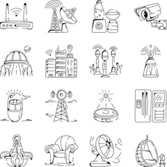 Obraz premium Collection of City Lifestyle Hand Drawn Illustrations 