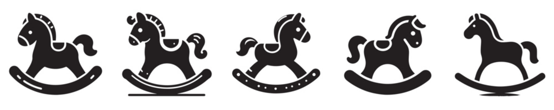 rocking horse toy vector with silhouette style