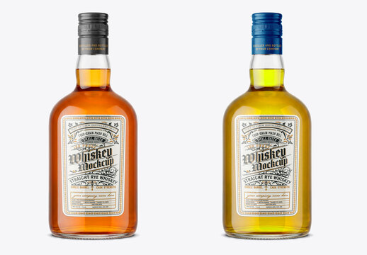 Amber glass bottle isolated on white background product mockup