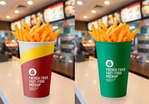 Takeaway Fries Cup Mockup &ndash; Fast food packaging