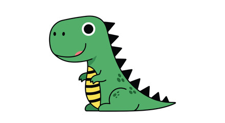 Cute Green Cartoon Dinosaur Illustration. © Pasni