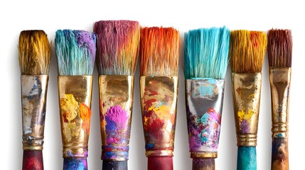 Fototapeta premium Collection of Colorful Paint Brushes with Vibrant Bristles.