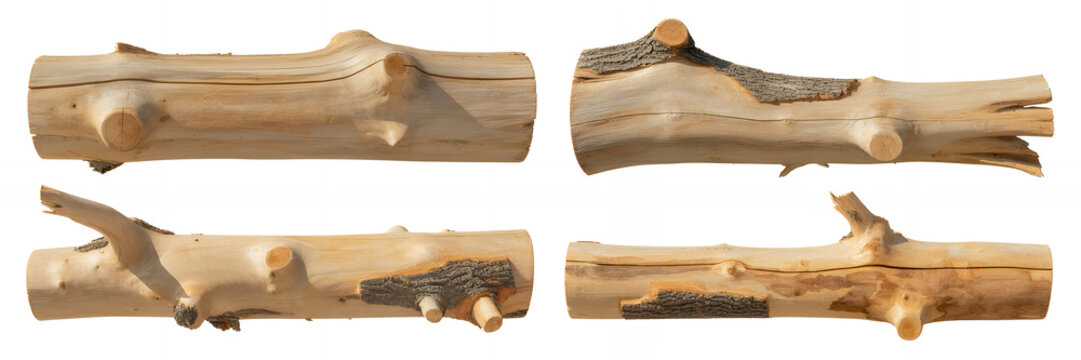 Wooden log pieces with knots and branches logs natural