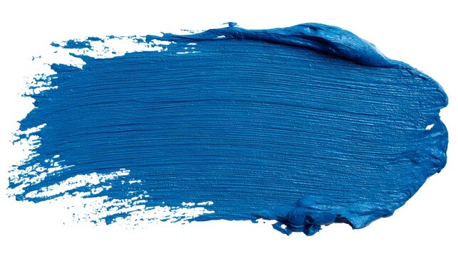 Vibrant Blue Paint Stroke Texture on White Background.