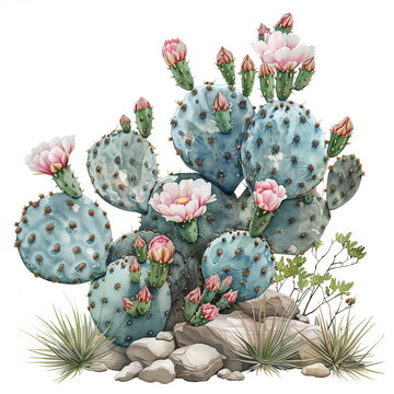 watercolor cactus. illustration for greeting cards, invitations, and other printing projects. on white background
