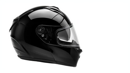 Fototapeta premium Isolated black helmet on white