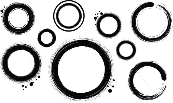 Zen Enso Brush Circle Vector Set with Japanese Ink Calligraphy Rings for Meditation, Balance, and Minimal Abstract Design