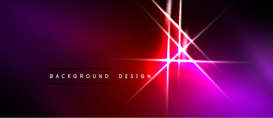 Obraz premium Vibrant abstract background. Red, purple gradients create dynamic light effects. Lines intersect, forming bright focal point. Modern design element.
