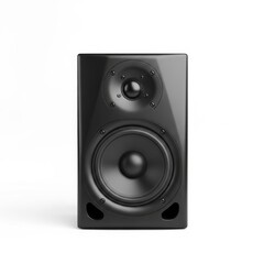 Obraz premium Black speaker with two woofers on white background