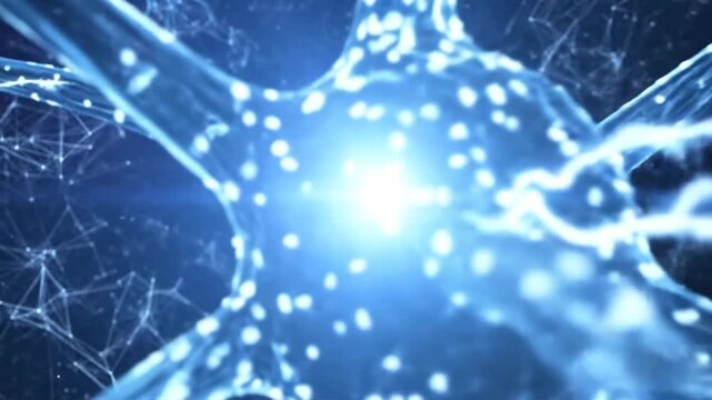 Abstract illustration of a neuron cell with connections, representing neural networks and artificial intelligence.