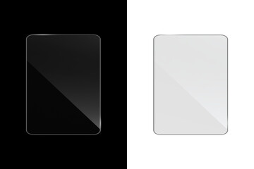 Obraz premium Tablet Screen Overlay Reflection Mockup on Black and Transparent Background for Device Display
