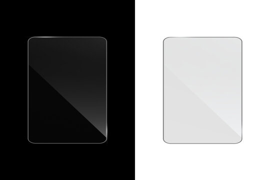 Tablet Screen Overlay Reflection Mockup on Black and Transparent Background for Device Display