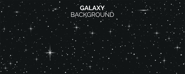 Dark Galaxy Background with Shining Stars and Cosmic Sparkles © Dima