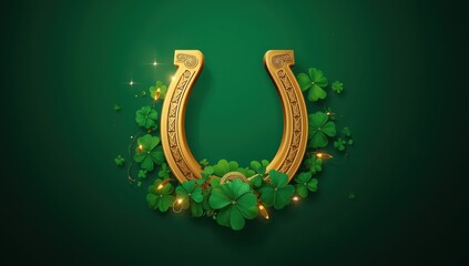 Obraz premium Luck horseshoe. St. Patrick's Day card. 3D image