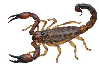Scorpion with detailed black and brown pattern isolated isolated on transparent background,png,PNG