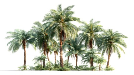 Fototapeta premium A Cluster of Lush Green Palm Trees in a Tropical Oasis.