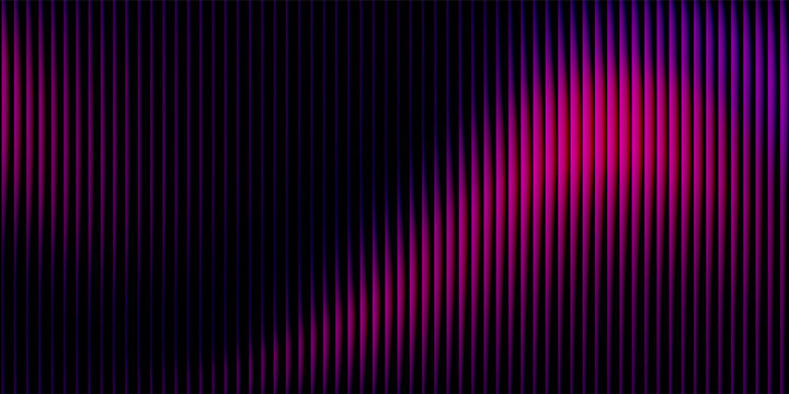3d transparent ribbed glass background with refraction and holographic effect. Reeded glass with rainbow gradient. Render of corrugated wall with overlay reflection light on dark.