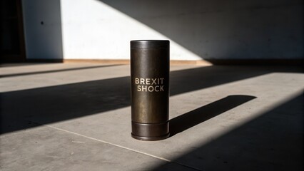 Naklejka premium Stylish container titled Brexit Shock on modern floor setting
