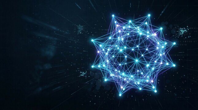 Artificial Intelligence Neural Network Data Flow Wave Background
