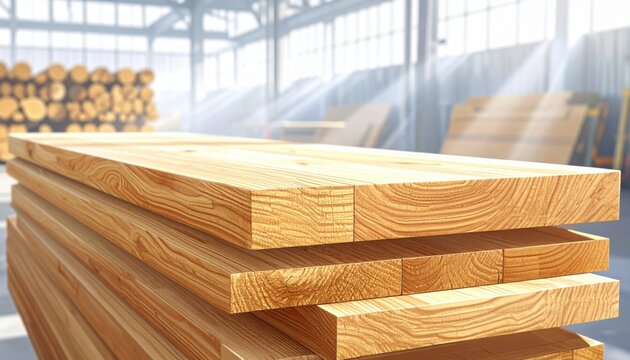 A neatly organized stack of freshly planed oak planks with distinct natural grain patterns, reflecting quality craftsmanship for building and renovation projects.