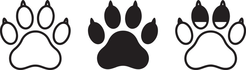 Black and white paw prints with different styles also transparent background black paw print outline paw print © PixelSaga MH2 