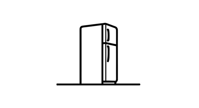 Simple line icon of a refrigerator with a freezer compartment on top, vector illustration of a kitchen appliance for home interior design or food storage concept