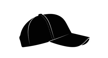 Fototapeta premium Black baseball cap with white stitching on a plain white background isolated fashion accessory