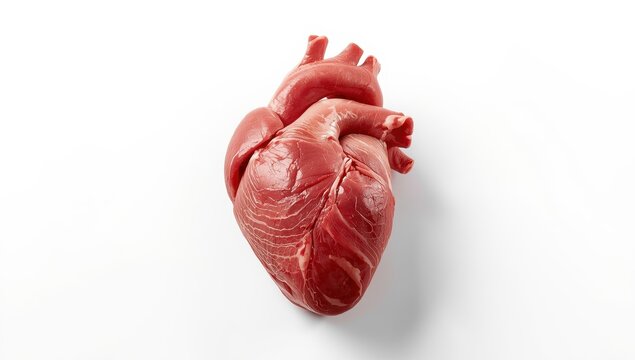 Pork heart on a white backdrop