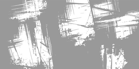 Fototapeta premium Abstract grey and white textured background with rough brush strokes and splatters