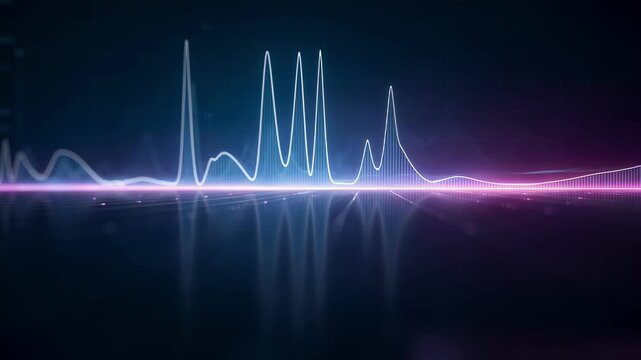 Medium shot of a realtime spectrum analysis dashboard displaying a live RF spectrum with clear signal peaks blurred background amplifying focus on dynamic data visualization.
