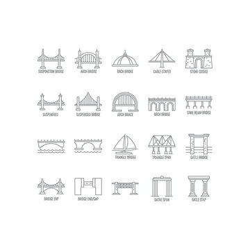 A collection of architectural structures and bridge designs