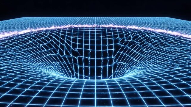 Wormhole through space and time grid.