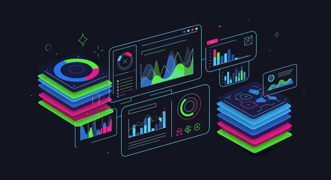 Abstract illustration of data analysis and business statistics visualized in a futuristic style