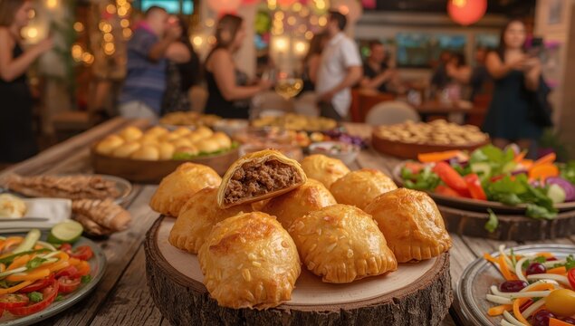 Savory pastry filled with ground meat. Meat bourek