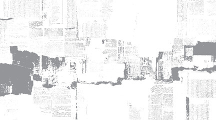 Obraz premium Faded newspaper print with distressed grey ink smudges and textured paper background vintage grunge