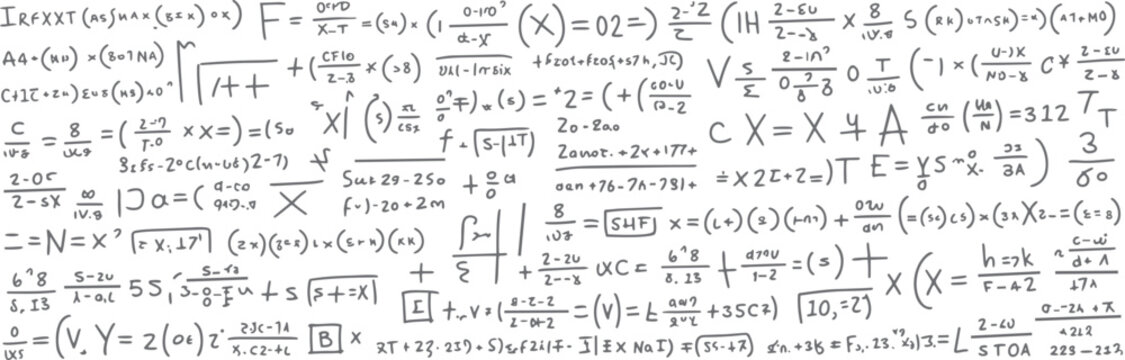Handwritten mathematical equations and formulas covering the entire frame in a dense pattern mathematics