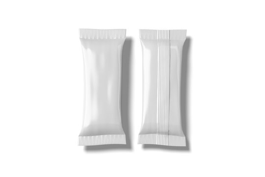 Blank Snack Bar Packaging Wrapper Mockup Front and Back View Isolated, 3D Illustration