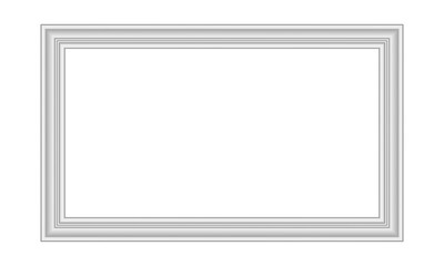 Obraz premium Blank off white wooden window, door, photo, picture frame with molding baseboard interior exterior wall design on transparent PNG background for gallery wall mockup realistic rectangle display