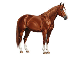 Obraz premium Brown horse standing on a plain surface isolated on transparent background,png,PNG