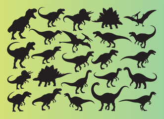 Obraz premium Collection of various dinosaur silhouettes in different poses