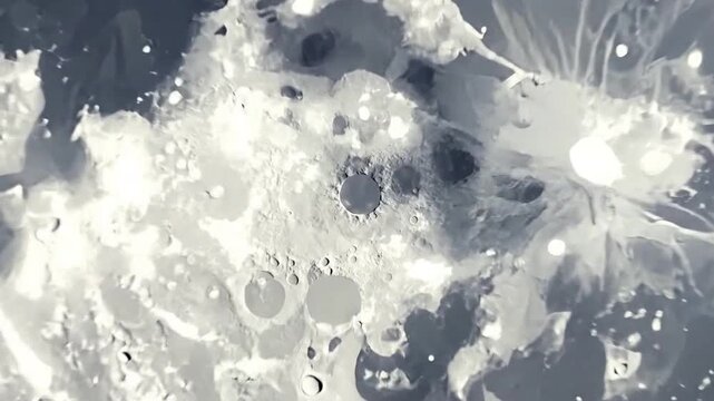 Detailed view of the moon's surface, showcasing craters and textures against a dark background.