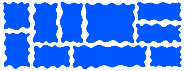 Obraz premium Set of wavy organic rectangle frame, text box shape vector illustration