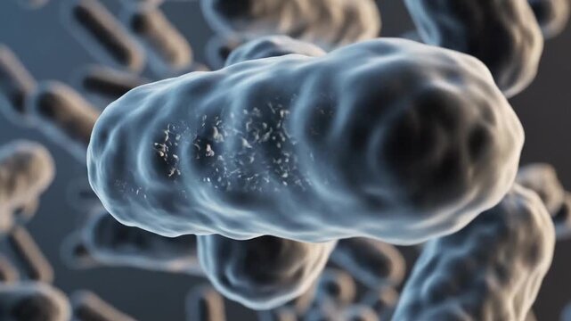 Bacteria Rod Shapes \'96 detailed pathogen macro render showing elongated bacillus forms floating in a viscous translucent medium, ultra-high-resolution surface textures with subtle ridges and