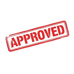 Red approved stamp on white background for validation purposes