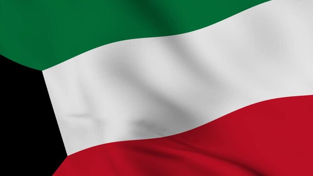 Kuwait Close-up flag seamless loop animation. 4K Resolution
