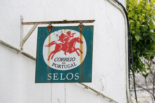 Correio de Portugal vintage postal sign with horseman logo