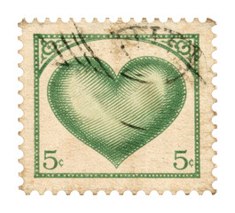 Obraz premium PNG Vintage green heart postage stamp