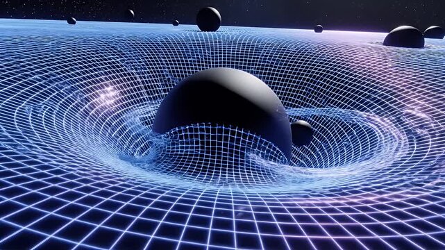 Gravitational pull on a grid surface.